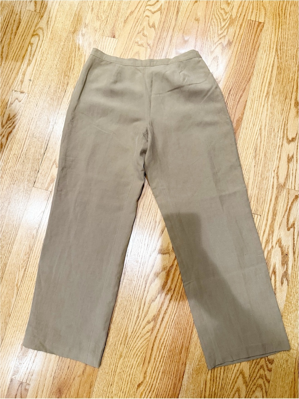 🤎 Coldwater Creek Silk Linen Trousers | Size P/8 Petite | Taupe | Dry Clean Only